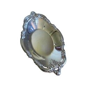 Vintage Silver Plated Floral Candy Dish / Vanity Tray